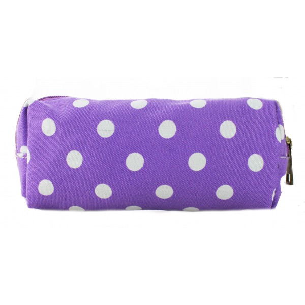PC-D - Miss Lulu Canvas Pencil Case Polka Dot Purple PC-D - Miss Lulu Canvas Pencil Case Polka Dot Purple